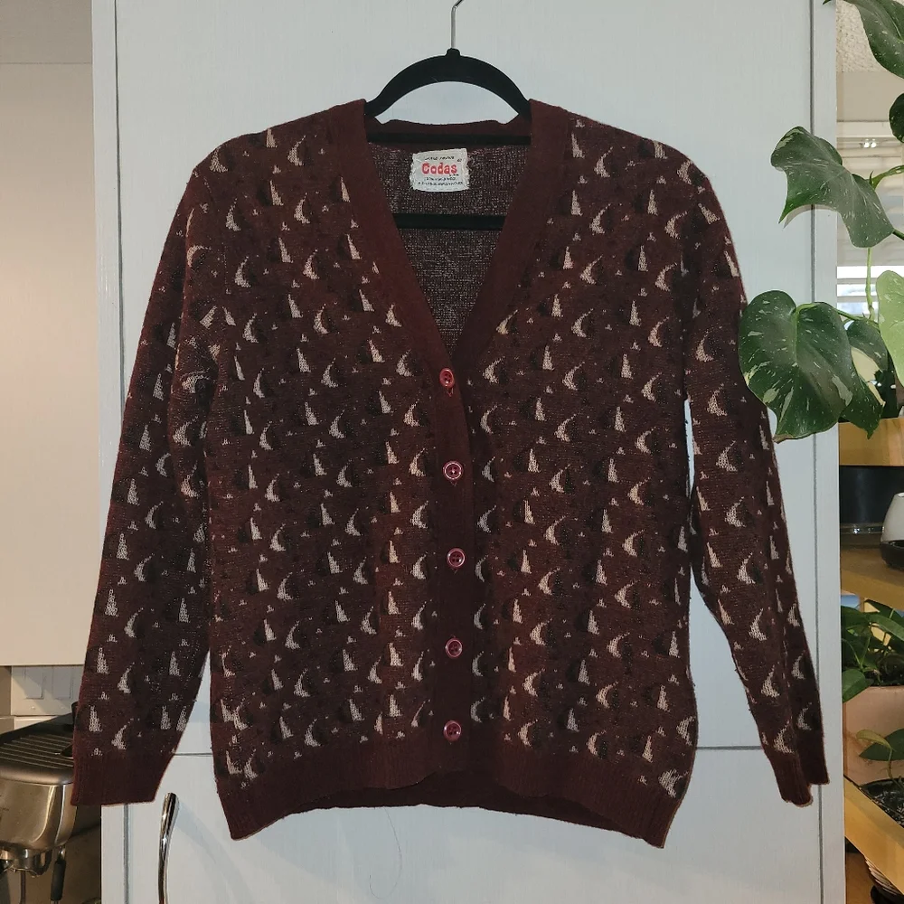 Vintage Wool Sailboat Cardigan - Picture 1 of 8